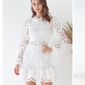 ENDLESS ADORATION CROCHET HOLLOW OUT MINI DRESS